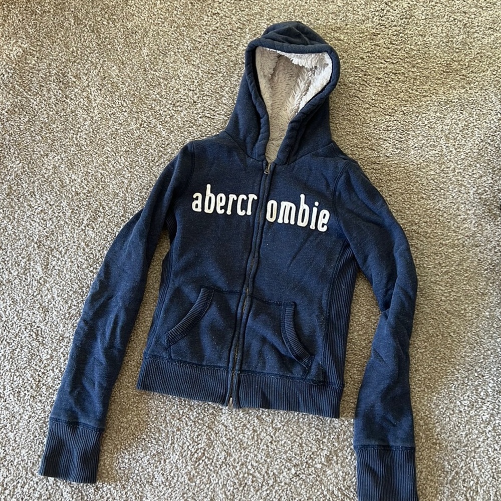 Abercrombie kids fur zip hoodie size large